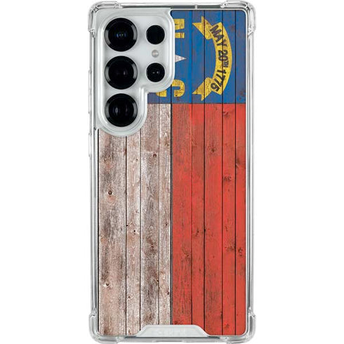 North Carolina Flag Dark Wood Galaxy S26 Ultra Clear Case