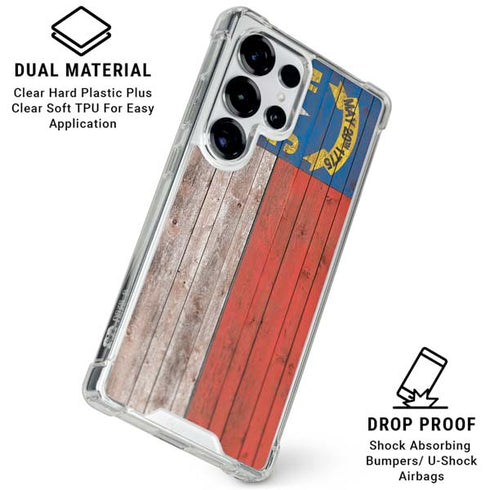 North Carolina Flag Dark Wood Galaxy S26 Ultra Clear Case
