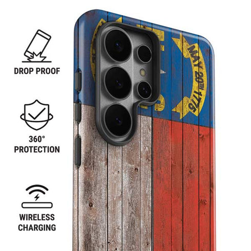 North Carolina Flag Dark Wood Galaxy S26 Ultra Impact Case