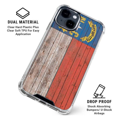 North Carolina Flag Dark Wood iPhone 15 Clear Case