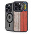 North Carolina Flag Dark Wood iPhone 15 Pro Max Kickstand Case