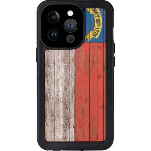 North Carolina Flag Dark Wood iPhone 15 Pro Waterproof Case
