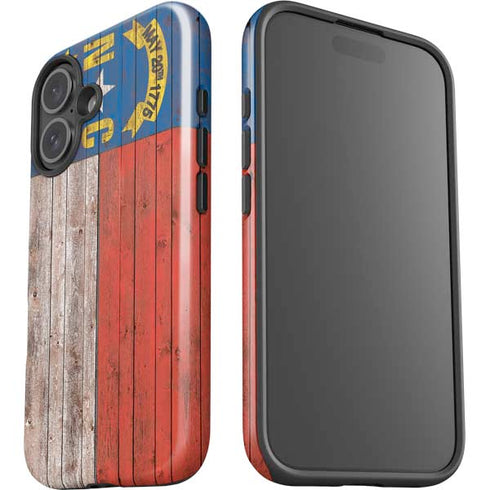 North Carolina Flag Dark Wood iPhone 16 Impact Case