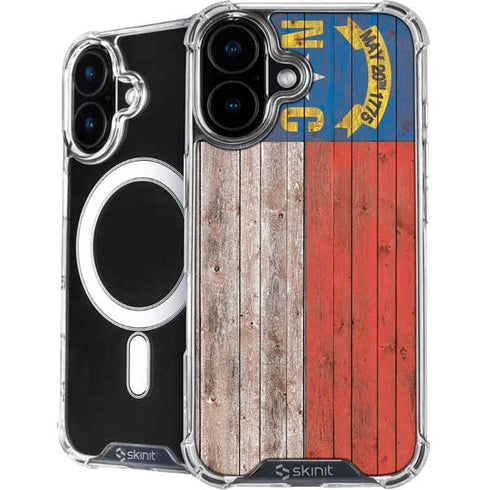 North Carolina Flag Dark Wood iPhone 16 MagSafe Case
