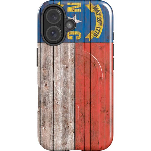 North Carolina Flag Dark Wood iPhone 16 Magsafe Impact Case