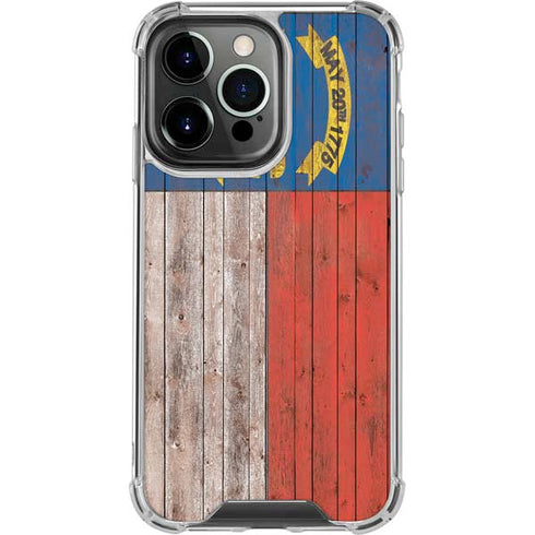North Carolina Flag Dark Wood iPhone 16 Pro Clear Case