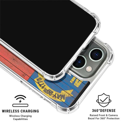 North Carolina Flag Dark Wood iPhone 16 Pro Clear Case