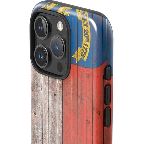 North Carolina Flag Dark Wood iPhone 16 Pro Impact Case