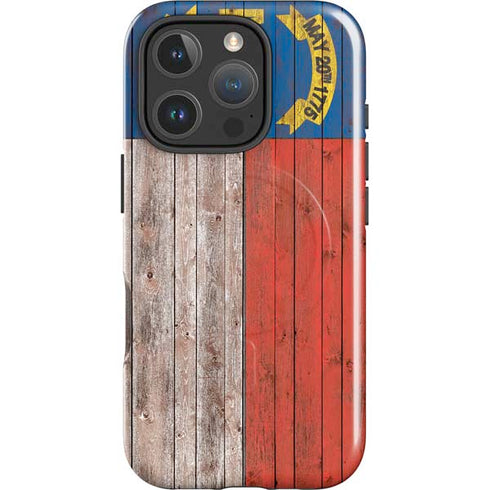 North Carolina Flag Dark Wood iPhone 16 Pro Magsafe Impact Case