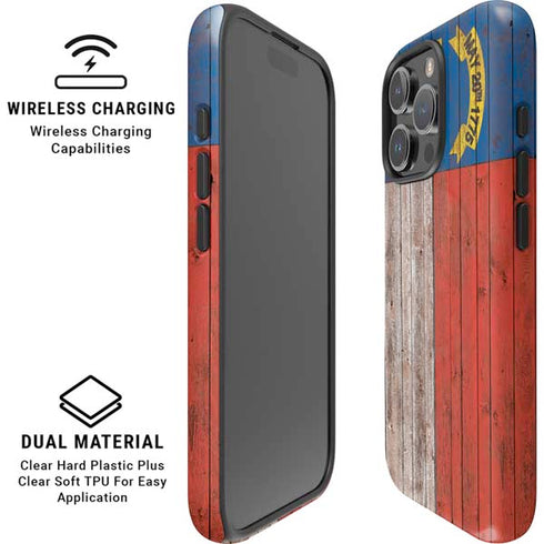 North Carolina Flag Dark Wood iPhone 16 Pro Magsafe Impact Case