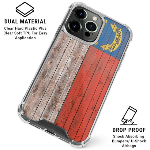 North Carolina Flag Dark Wood iPhone 16 Pro Max Clear Case
