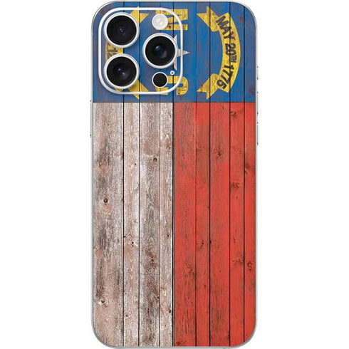 North Carolina Flag Dark Wood iPhone 16 Pro Max Skin