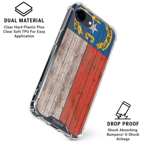 North Carolina Flag Dark Wood iPhone 16e Clear Case