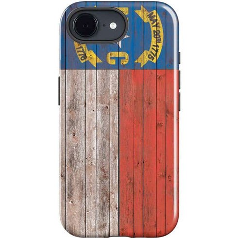 North Carolina Flag Dark Wood iPhone 16e Impact Case