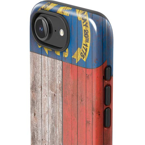 North Carolina Flag Dark Wood iPhone 16e Impact Case