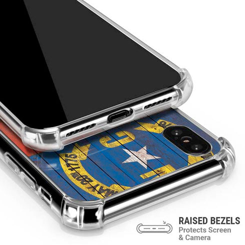 North Carolina Flag Dark Wood iPhone X/XS Clear Case