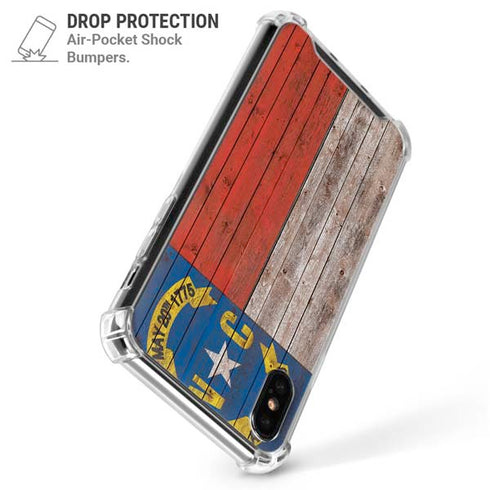 North Carolina Flag Dark Wood iPhone X/XS Clear Case