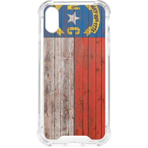 North Carolina Flag Dark Wood iPhone XS Clear Case