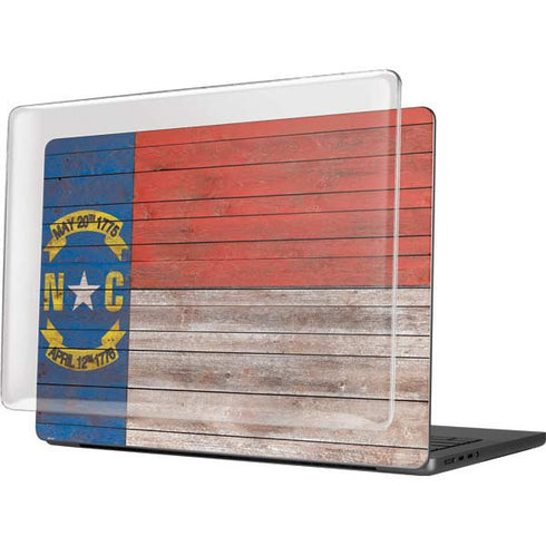 North Carolina Flag Dark Wood MacBook Pro 14in (2021-24) Case plus Skin