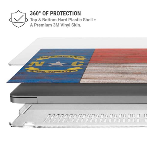 North Carolina Flag Dark Wood MacBook Pro 14in (2021-24) Case plus Skin