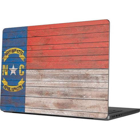 North Carolina Flag Dark Wood Apple MacBook Pro 14-inch Skin