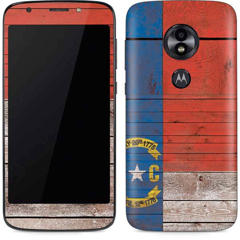 North Carolina Flag Dark Wood Moto E5 Play Skin