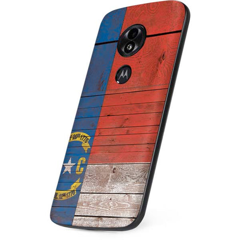 North Carolina Flag Dark Wood Moto E5 Play Skin