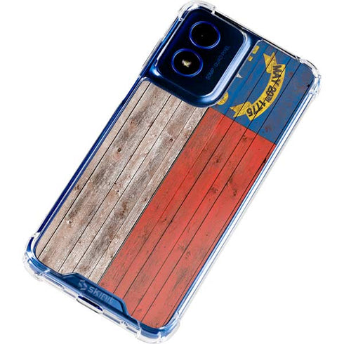 North Carolina Flag Dark Wood Moto G 5G (2024) Clear Case