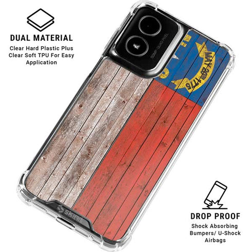 North Carolina Flag Dark Wood Moto G Power 5G (2024) Clear Case