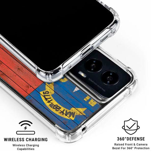 North Carolina Flag Dark Wood Moto G Power 5G (2024) Clear Case