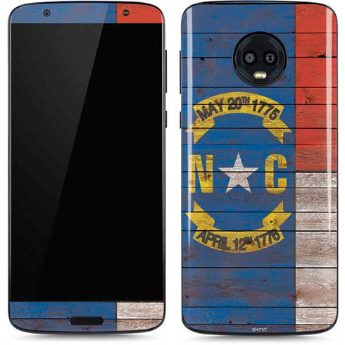North Carolina Flag Dark Wood Moto G6 Skin