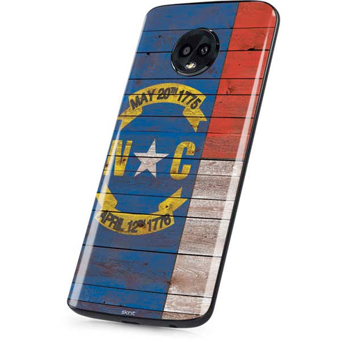 North Carolina Flag Dark Wood Moto G6 Skin