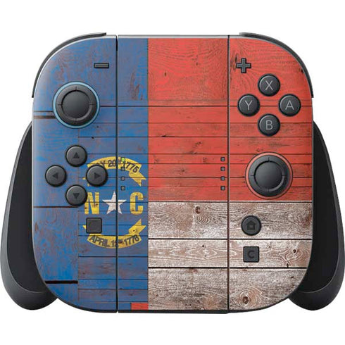 North Carolina Flag Dark Wood Nintendo Skins