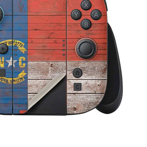 North Carolina Flag Dark Wood Nintendo Switch 2 (2025) Joy-Con Controller Skin