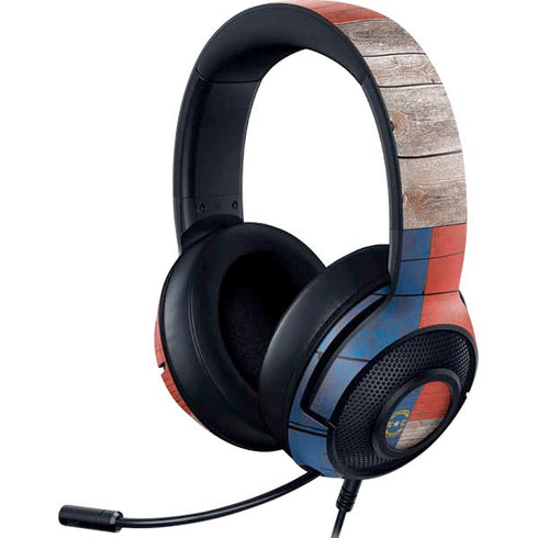 North Carolina Flag Dark Wood Razer Kraken X Skin