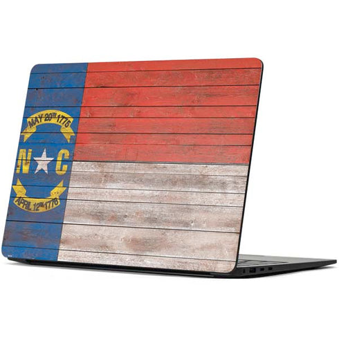 North Carolina Flag Dark Wood Surface Laptop 7 15in Skin