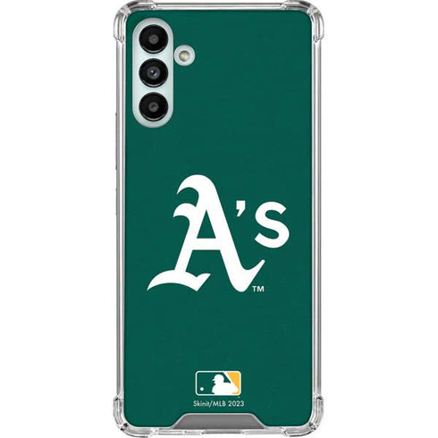 MLB Oakland Athletics - Solid Distressed Galaxy A13 5G Clear Case