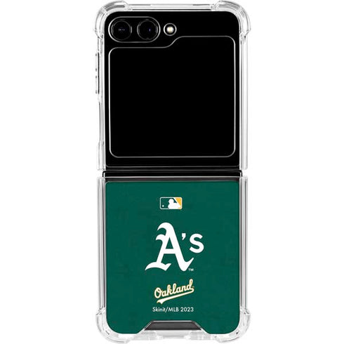 MLB Oakland Athletics - Solid Distressed Galaxy Z Flip6 Clear Case