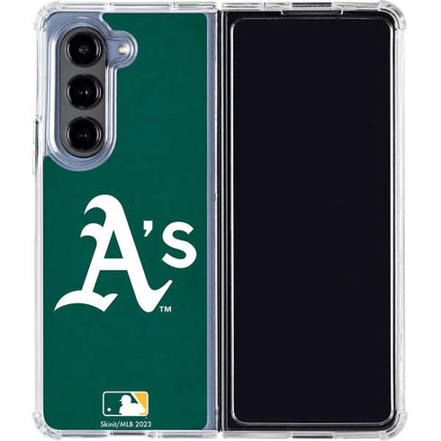 MLB Oakland Athletics - Solid Distressed Galaxy Z Fold5 5G Clear Case