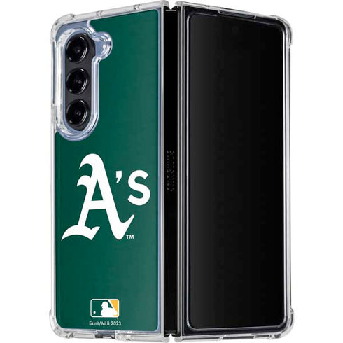 MLB Oakland Athletics - Solid Distressed Galaxy Z Fold5 5G Clear Case