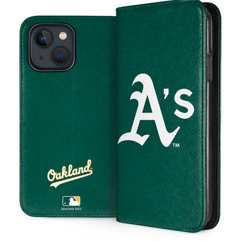 MLB Oakland Athletics - Solid Distressed iPhone 15 Plus Folio Case