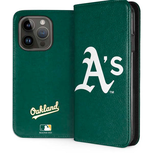 MLB Oakland Athletics - Solid Distressed iPhone 15 Pro Folio Case