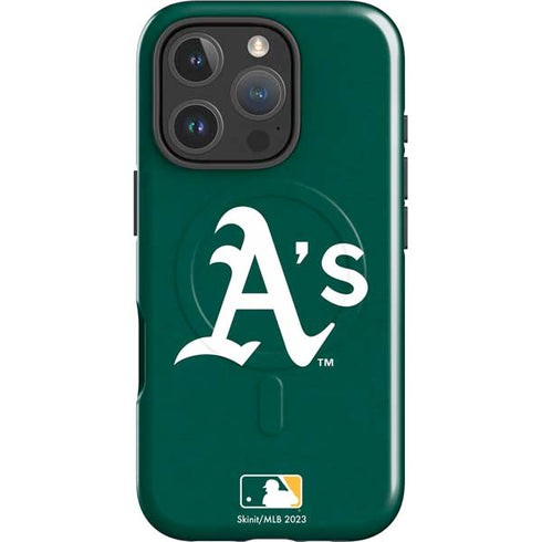 MLB Oakland Athletics - Solid Distressed iPhone 16 Pro Max Magsafe Impact Case
