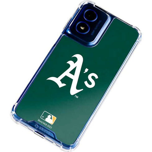 MLB Oakland Athletics - Solid Distressed Moto G Play 4G (2024) Clear Case