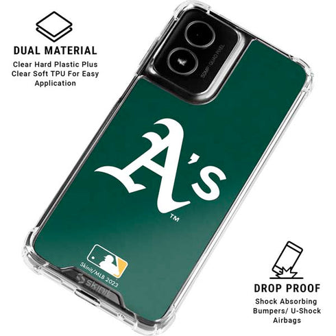 MLB Oakland Athletics - Solid Distressed Moto G Power 5G (2024) Clear Case
