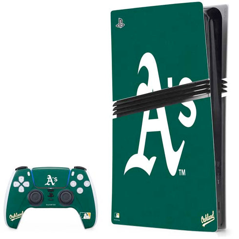 MLB Oakland Athletics - Solid Distressed PS5 Pro Bundle Skin