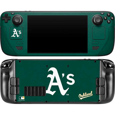 MLB Oakland Athletics - Solid Distressed Steam Deck Handheld Gaming Computer OLED Skin