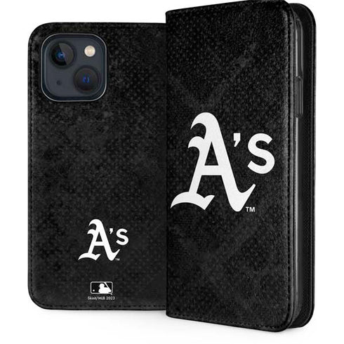 MLB Oakland Athletics Dark Wash iPhone 15 Plus Folio Case