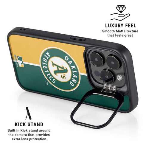 MLB Oakland Athletics Split iPhone 14 Pro Kickstand Case