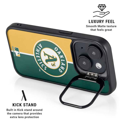 MLB Oakland Athletics Split iPhone 15 Plus Kickstand Case